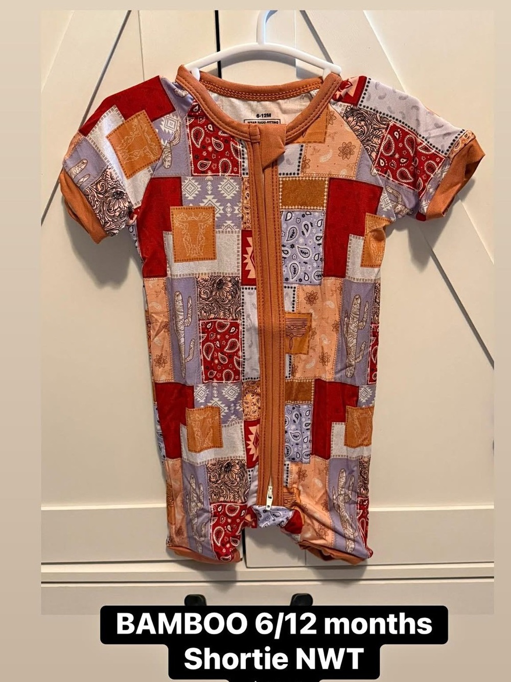 BAMBOO Shortie Baby Zip Patchwork Bandana Print